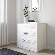 Its classic white finish highlights the stunning attention to detail in the inset. Songesand 3 Drawer Chest White 32 1 4x31 7 8 Ikea
