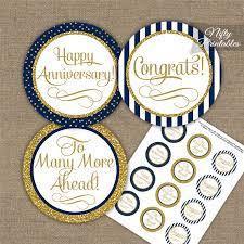 64 count (pack of 1) 4.6 out of 5 stars 334. Anniversary Cupcake Toppers Navy Blue Gold Stripe Nifty Printables