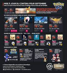 La nouvelle mise à jour de niantic labs est disponible pour pokemon go depuis le 9 mai 2017. Legends Ø¹ÙÙ ØªÙÙØªØ± Mise A Jour Du Contenu De Pokemongo Pour Le Mois De Septembre Pokemongoapp Raichualola