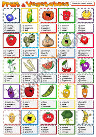 It S A Simple Multiple Choice Exercise Pupils Have To Choose The Correct Names Of Fruit And Vegetables B W Version Included Fruit Vegetables Multiple Choice