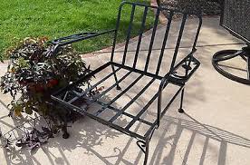 Wrought iron is tough, malleable, ductile and easily welded. Salterini Vintage Wrought Iron Garden Patio Set With Bench 2 Chairs Table 1559248818