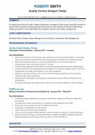 Quality Control Analyst Resume Samples Qwikresume