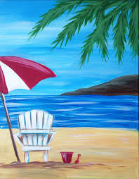 Beach Chair Painting Alan Metzger Regarding Beach Chair And Umbrella Painting Beach Chair And Umbrella Paintin Painting Summer Painting Beach Canvas Paintings