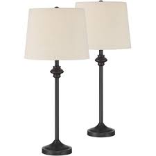 Vienna full spectrum art deco buffet table lamp crystal ball brass metal off white fabric drum shade for dining room. 360 Lighting Modern Buffet Table Lamps Set Of 2 Bronze Metal Oatmeal Fabric Drum Shade For Dining Room Target