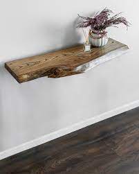 Floating Shelf Woodrustic Live Edge Floating Shelfnatural Etsy Floating Shelves Shelves Wood Floating Shelves