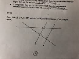 Also like with interior angles, the above exterior angles are equal when a transversal line crosses 2 parallel lines. By A Transversal Then The Same Side Interior Angles Chegg Com
