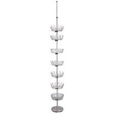 Household Essentials Floor To Ceiling Revolving Shoe Tree Holds 36 Pairs Chrome Shoe Rack For Small Spaces Household Essentials Shoe Storage Display