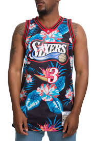 mitchell and ness 76ers allen iverson floral swingman jersey