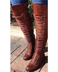 Deals On Women Lace Up Casual Flat Boots Knee High Boots