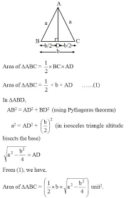 Numerous other formulas exist, however, for finding the area of a triangle, depending on what information you know. Http Www Aplustopper Com Areas Isosceles Triangle Equilateral Triangle Isosceles Triangle Maths Solutions Triangle Math