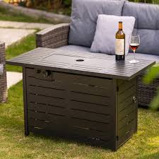 Read the following information to help you choose the outdoor fire pit that's perfect for your outdoor space. Adair Outdoor Patio 42 Inch Rectangular 50000 Btu Propane Fire Pit Table With Lava Rocks And Lid Overstock 33614871