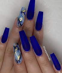 12 dead serious ways to wear coffin nails. Royal Blue And Marble Coffin Nails Blue Acrylic Nails Blue Coffin Nails Coffin Nails Designs