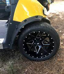 Ez Go Golf Carts Can Accommodate A Larger Tire And Wheel Golf Cart Tires Golf Carts Golf Cart Lift Kits
