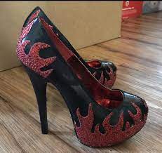 Bordello Red high heels stilettos platform pump shoes Size 6 Rhinestone US  | eBay