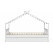 Absturzsicherung vorn für liegefläche 90 x 200 cm 1 x 3/4 absturzsicherung mdf in weiß höhe ca. Vitalispa Kinderbett Design Hausbett Schubladen Und Lattenrost In Weiss 90x200