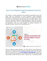 Here are 5 robust frameworks to consider if you're planning to launch a project in 2020. Top 7 Cross Platform App Development Tools For 2020 By Quantumsoftech Issuu