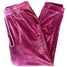 Mama Velour Hot Pink Bedazzled Maternity Sweatpants | eBay