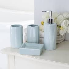 Get bathroom accessories from target to save money and time. Mainstays 4 Piece Ceramic Bath Accessory Set Aqua Walmart Com Bath Accessories Set Bathroom Accessories Sets Bathroom Accessory Set