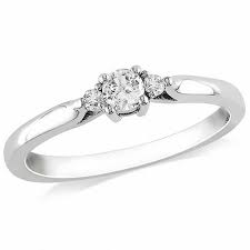 Lab Created White Sapphire And Diamond Accent Three Stone Promise Ring In Sterling Silver Gold Diamond Wedding Band Stylish Rings Diamond Wedding Bands