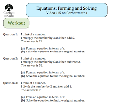 However, when an equation has 2 variables that are much more difficult to solve, if you have 2 equations both with 2 variables, such as 2x + y = 10 \,\,\,\text, and }\,\, x +y = 4, there is a solution for. Corbettmaths On Twitter New Textbook Exercise Forming And Solving Equations Https T Co D7ase4orgm Http T Co 6njczz1ryu