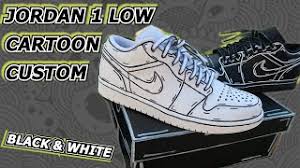 Bugs bunny isn t the only cartoon character with his own air. Cartoon Jordan 1 Low Custom Black White Giveaway Youtube