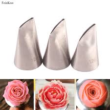 Find the piping tips from heirol: 3pcs Rose Petal Nozzles Stainless Steel Pastry Nozzle Fondant Cake Decorating Nozzle Confectionery Icing Piping Tips Baking Tool Dessert Decorators Aliexpress