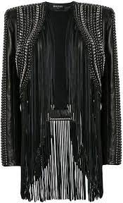Balmain Cropped Fringe Leather Jacket Farfetch Fringe Leather Jacket Black Leather Fringe Jacket Balmain Leather Jacket