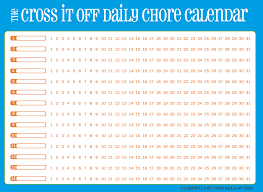 Cross It Off Daily Chore Calendar Blue With Orange Free