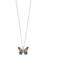 Silver Plated Rainbow Crystal Butterfly Pendant Necklace 20 Liked On Polyvore Fe Blue Pendant Necklace Crystal Necklace Pendant Butterfly Pendant Necklace