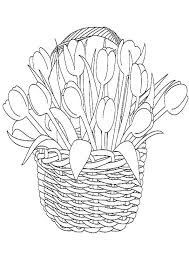 Color in this picture of an easter basket and others with our library of online coloring pages. Coloring Pages Tulips Flower Basket Coloring Page