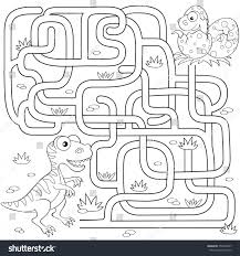 Help Dinosaur Find Path To Nest Labyrinth Maze Game For Kids Black And White Vector Illustration Mazes For Kids Maze Games For Kids Mazes For Kids Printable