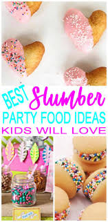 Mini cheesecakes topped with strawberries, pink and white parfaits, pink macarons, cupcakes, and pink champagne. Slumber Party Food Ideas Sleepover Birthday Theme