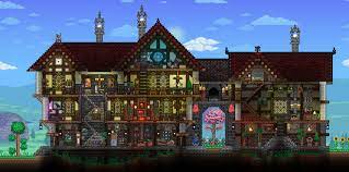 Terraria is 10 years old! German Medieval House In Journey Mode Terraria Terraria House Ideas Terrarium Base Terraria House Design