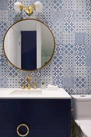 I really want the polished brass (not shiny) look in the bathroom because the vanity is grey and the walls will be a dark navy color. Light Blue Wallpaper For Bathroom Novocom Top