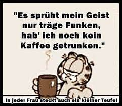 Es Spruht Mein Geist Nur Trage Funken Hab Ich Noch Kein Kaffee Getrunken Garfield Kaffee Spruche Kaffee Trinken Schone Worte