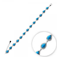 sterling silver pear turquoise bracelet