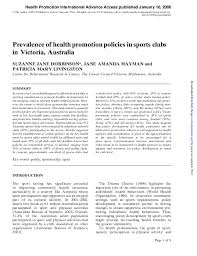 Cancer council is leading the way in reducing the impact of cancer in australia. Pdf Prevalence Of Health Promotion Policies In Sports Clubs In Victoria Australia Suzanne Dobbinson And Jane Hayman Academia Edu