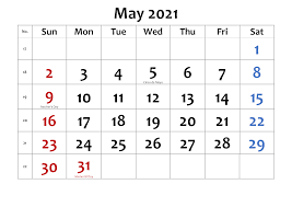Next memorial day monday, 31 may 2021. Download May 2021 Calendar With Holidays Zudocalendrio