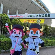Buffalo Bull and Buffalo Bell at Hotto Motto Field Kobe for a game against  the Fighters. (from Buffalo Bell's Instagram : r/NPB