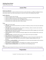 Lesson Plan Welding Sheet Metal Flexible Manufacturing