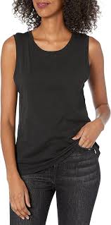 The Drop Women's Nicole Crew-Neck Muscle Tank Top, Black, M