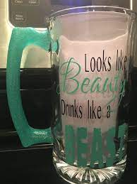 My Glitter Handle Beer Mug Looks Like A Beauty Drinks Like A Beast Createyboutique Glitter Beermug Custom Beer Glasses Funny Beer Glass Beer Mug