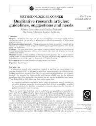 Recently, i submitted a paper that required qualitative researching. Pdf Qualitative Research Articles Guidelines Suggestions And Needs