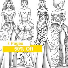Models drawings, and even jewelry ! Adult Coloring Book 7 Fashion And Clothes Colouring Pages Etsy