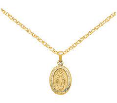 This is fine jewelry quality and contains no basemetal. 14k Gold Miraculous Medal Pendant With Chain Qvc Com