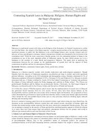 Northern university of malaysia • law glup 1011. Pdf Contesting Syariah Laws In Malaysia Religion Human Rights And The State S Response