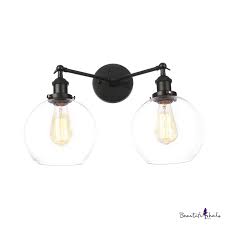 Industrial Orb Lighting Fixture 2 Lights Clear Glass Wall Mounted Lamp In Black Chrome Copper For Kitchen Beautifulhalo Com