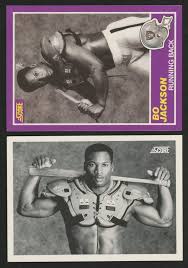 The legendary bo jackson appears on two different 1990 pro set cards: Lot Of 2 Bo Jackson Football Cards With 1989 Score Supplemental 384s 1990 Score 697