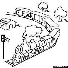 Download this running horse printable to entertain your child. Train And Locomotive Online Coloring Pages