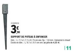 7 x 7 hauteur (en cm) : Offre Support De Poteau A Enfoncer Chez Eleclerc Brico